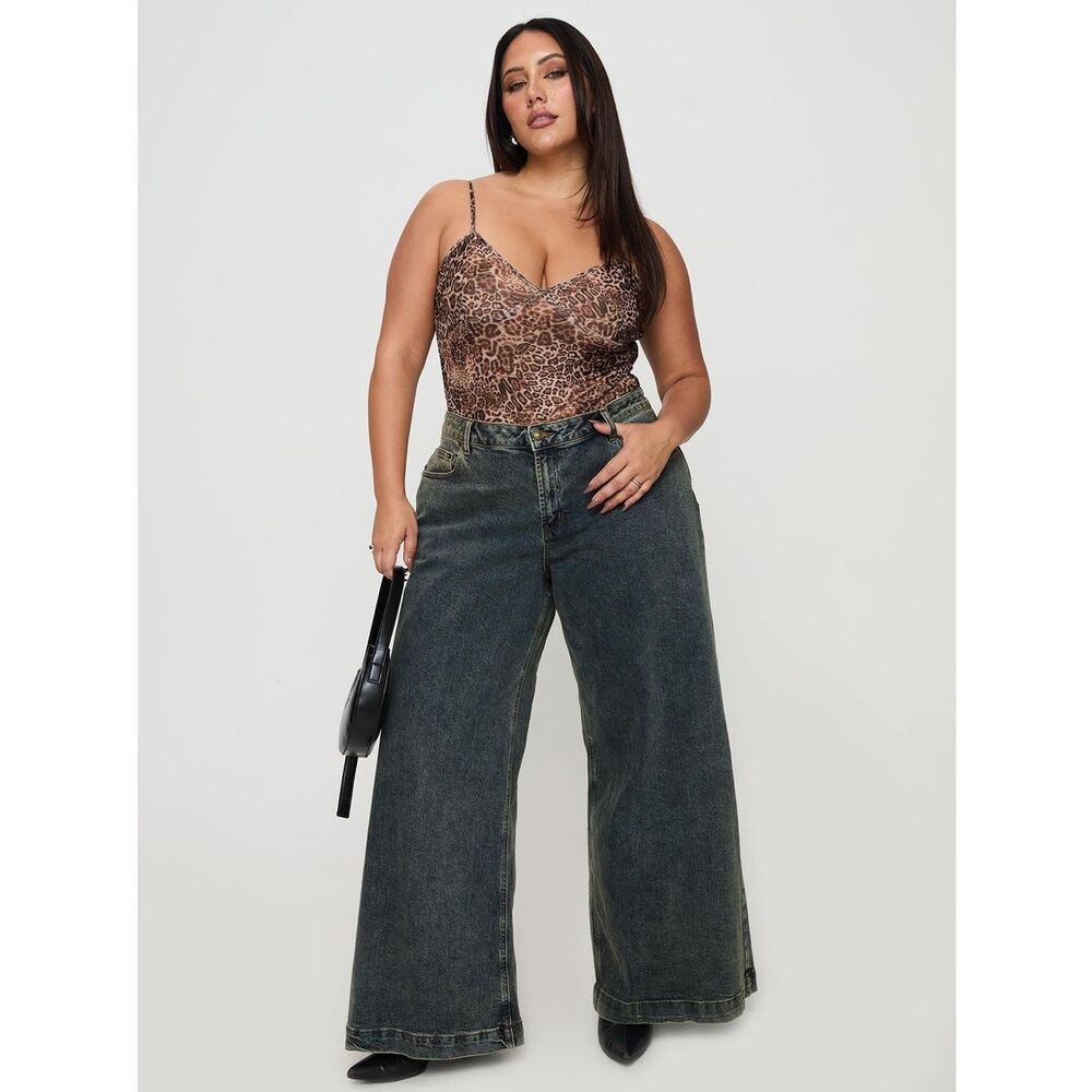 Princess Polly Elixia Bodysuit Leopard Curve NEW US 18 Plus